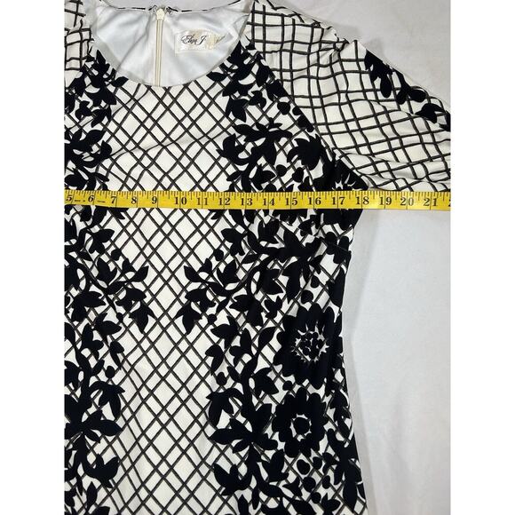 Eliza J Floral Shift Dress Womens Size 12 Black White Classic Round Neck - Picture 6 of 10